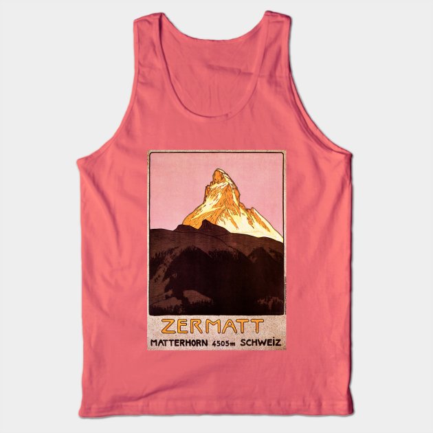 Vintage Travel Poster with the Matterhorn Tank Top by MasterpieceCafe